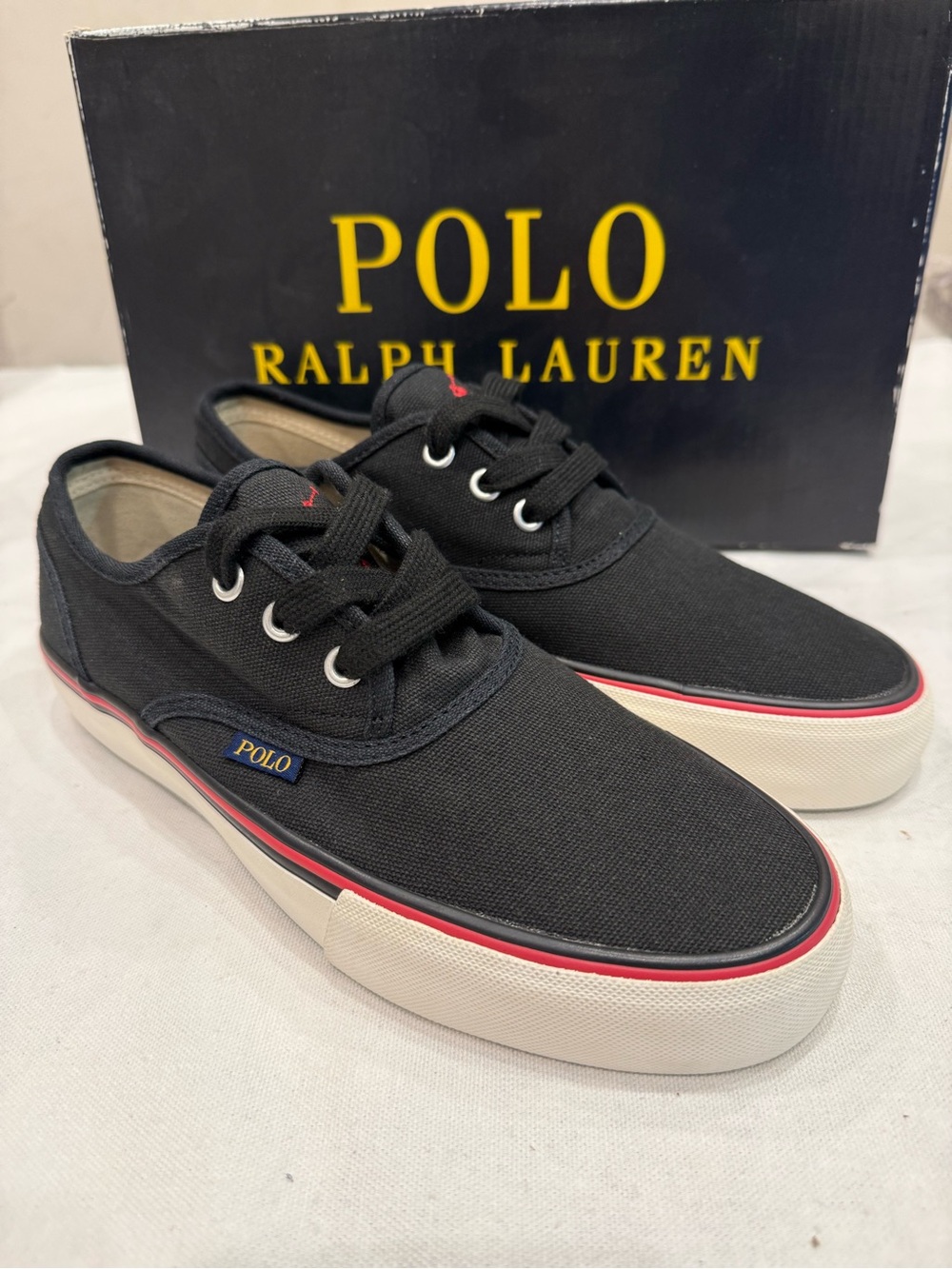 Polo Ralph Lauren Morray Color Black Canvas Sneaker Size 7